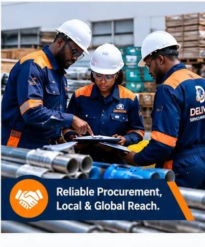 Delivrix procurement team inspecting pipes and fittings
